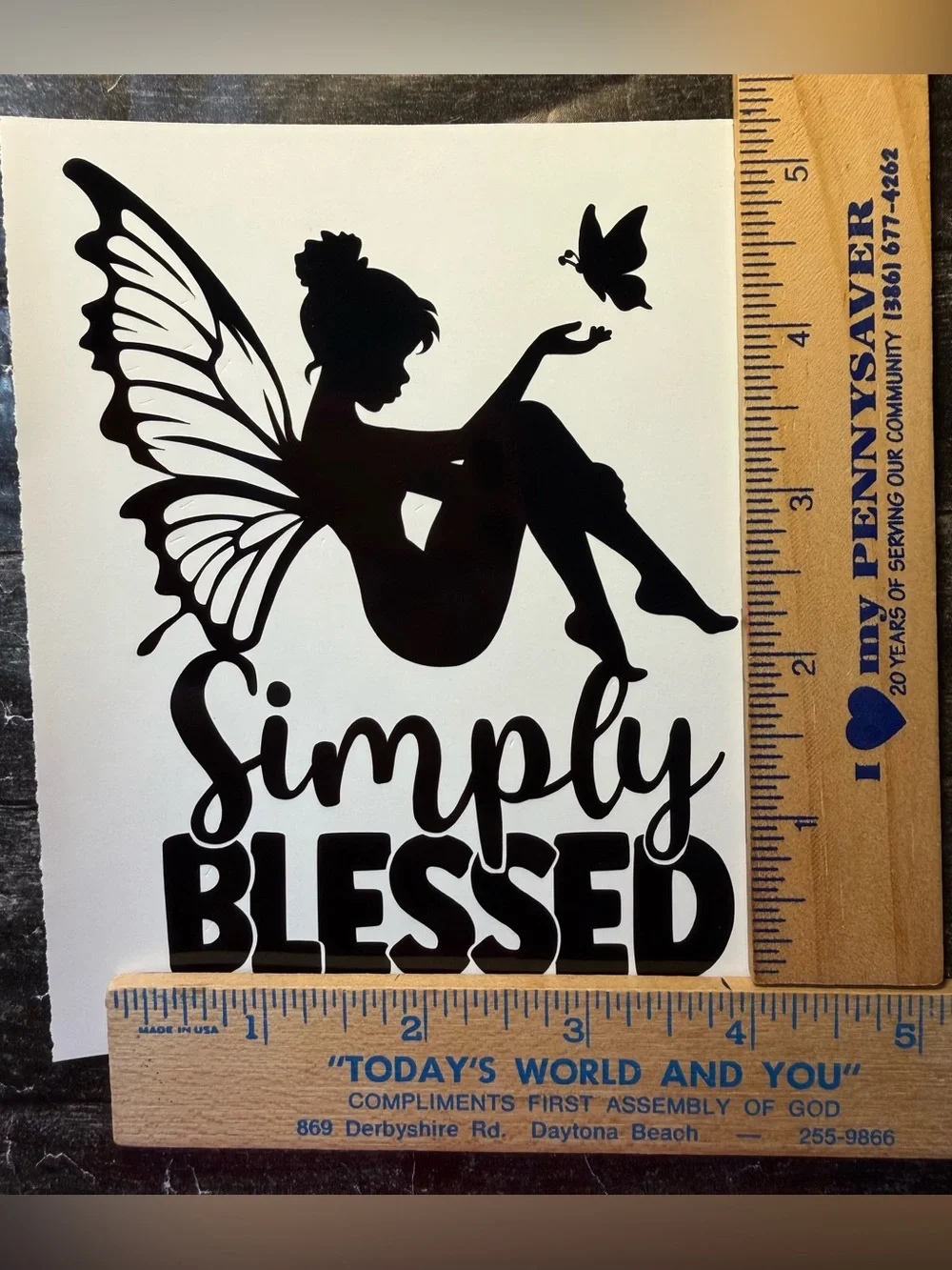 Fairy Simply Blessed Black Vinyl Car Truck Window Laptop Decal Bumper Sticker